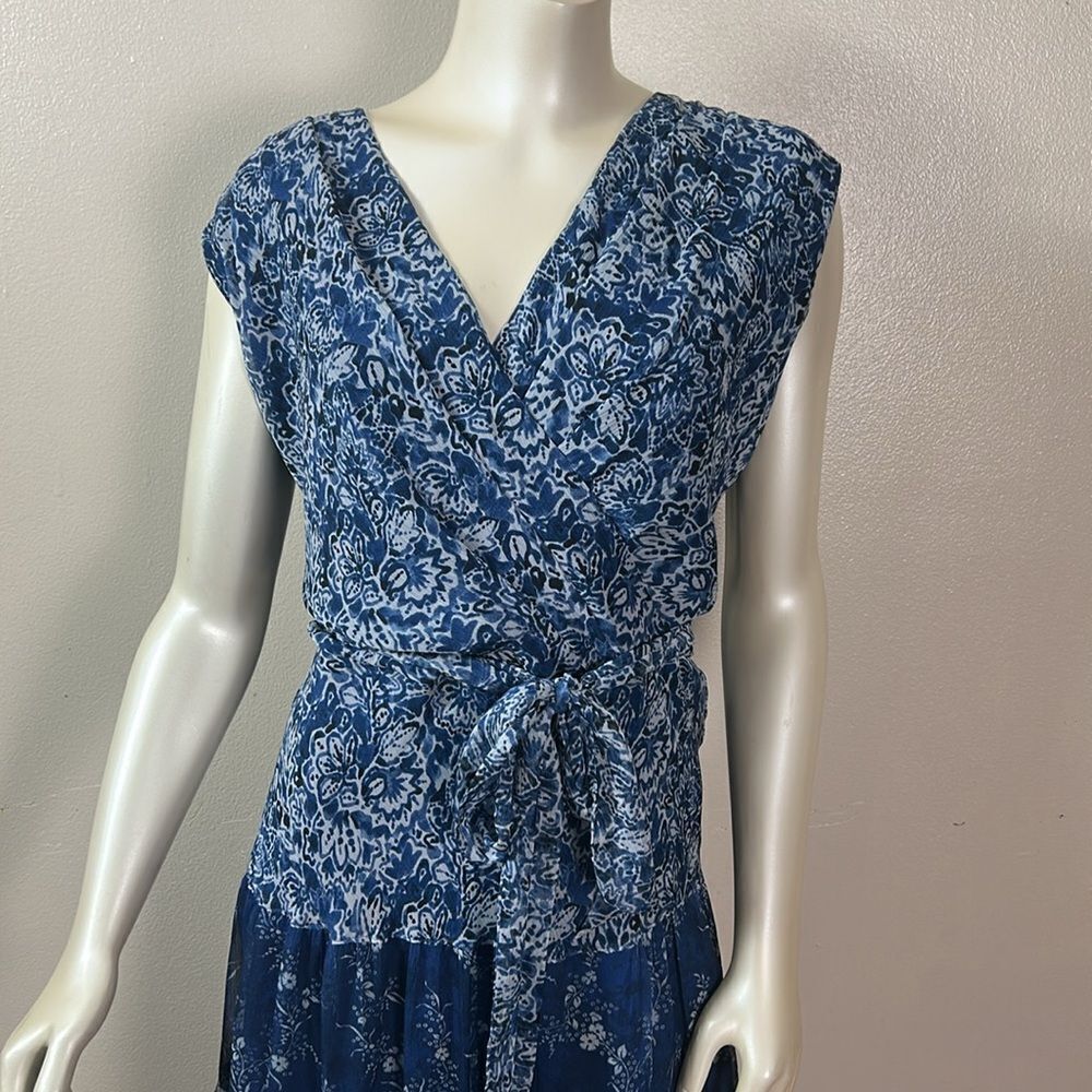 Plus size women’s Lauren Ralph Lauren Adnan Floral Maxi Dress Blue 18 tiered - Picture 6 of 14